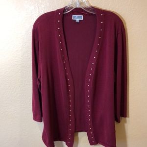 JM Collection Stud-Border Open Cardigan Sweater - Size XXL